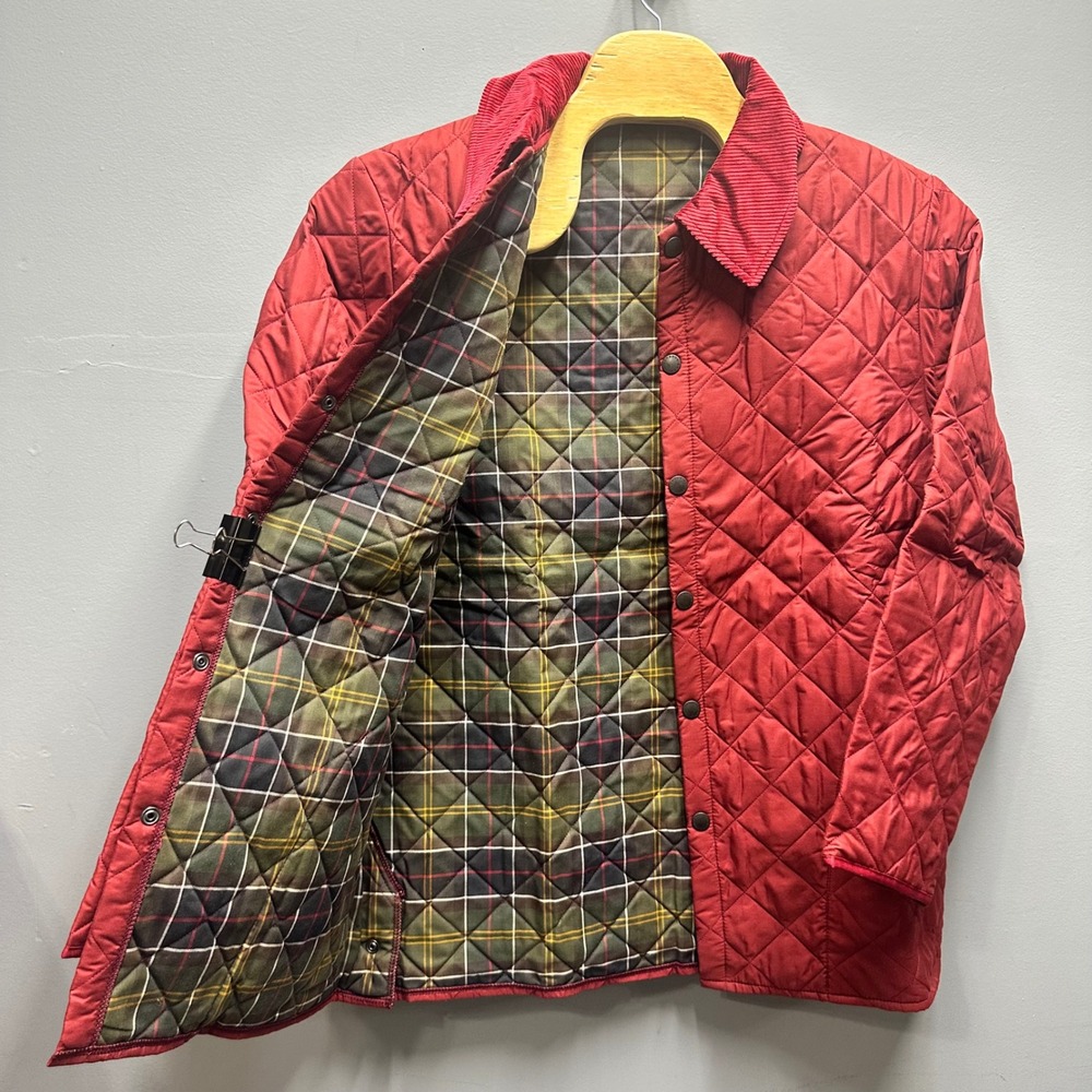 Barbour Eskdale Classic Quilted Jacket Cranberry Red D894 Men XL Made in England - Picture 2 of 8